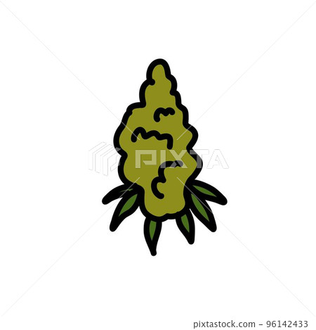 marijuana bud doodle icon, vector color line illustration marijuana bud doodle icon, vector color line illustration 96142433