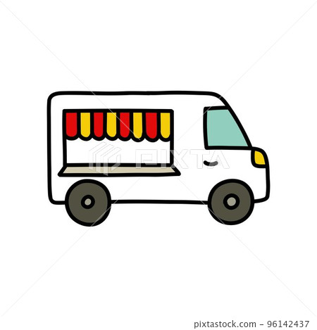food truck doodle icon, vector color line illustration 96142437