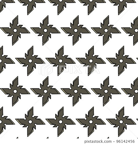 shuriken doodle pattern, vector color line illustration 96142456
