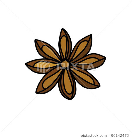 anise star doodle icon, vector color line illustration 96142473
