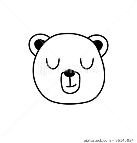 Doodle bear head. Black and white muzzle of a bear. Cute teddy vector 96143084