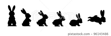 Rabbits silhouette set. Bunny symbols. Hare silhouette. Farm animal icon 96143486