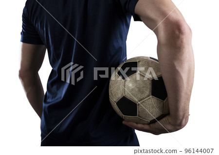 Soccer player with soccerball ready to play. Isolated on white background. Soccer player with soccerball ready to play. Isolated on white background. 96144007