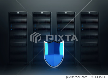 Concept of safety in a data center room with database server 96144511