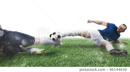 Football scene with competing football players at the stadium Football scene with competing football players at the stadium 96144630