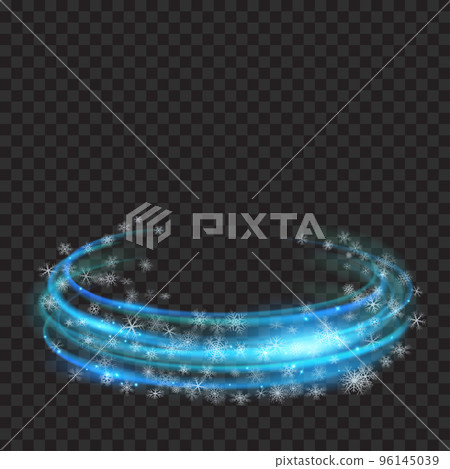 Light blue glowing rings with glitters and snowflakes 96145039