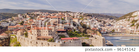 BANNER, LONG FORMAT Amazing view on Ulcinj town in Montenegro. Clock Tower of Ulcinj Sahat Kulla. Lami Mosque. Ulcinj is a popular tourist destination in the summer on the southern Adriatic coast of BANNER, LONG FORMAT Amazing view on Ulcinj town in Montenegro. Clock Tower of Ulcinj Sahat Kulla. Lami Mosque. Ulcinj is a popular tourist destination in the summer on the southern Adriatic coast of 96145142