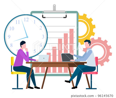 People Working at Office Time Management Vector People Working at Office Time Management Vector 96145670