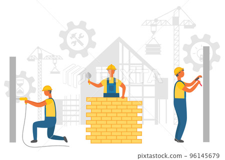 Builder Working, Construction Equipment Vector 96145679