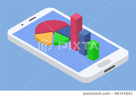 Diagram and Chart with Segments on Phone Screen 96145681