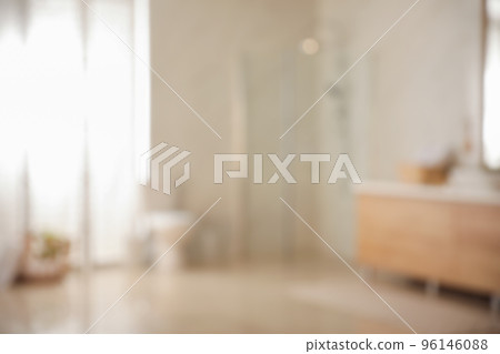 Blurred view of light modern bathroom interior 96146088