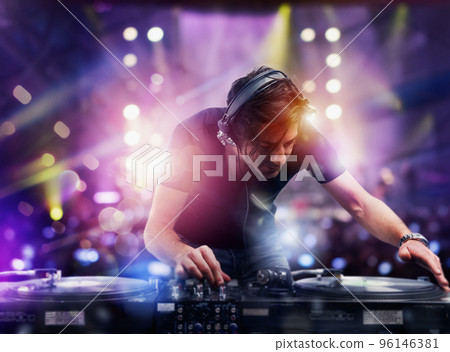DJ playing music at the night discotheque DJ playing music at the night discotheque 96146381
