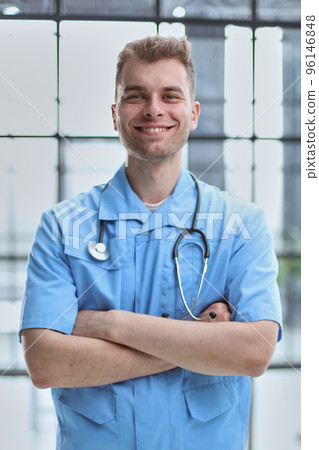 Young Doctor on the Job working Volunteer at the hospital 96146848