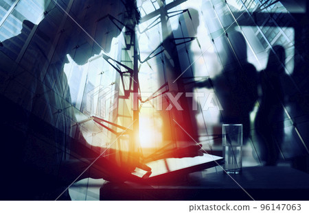 Team of business person works together. Concept of teamwork. Double exposure 96147063