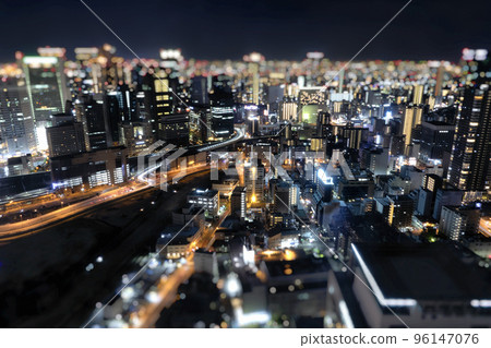 Night skyline of Osaka city. Umeda Sky Building in Japan. 96147076