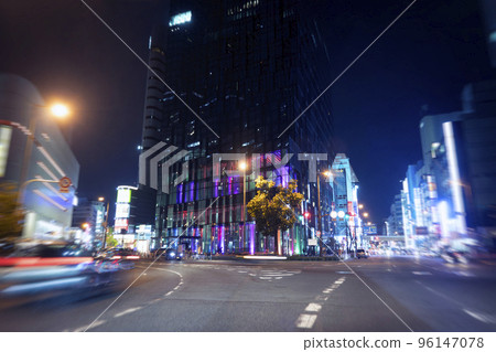 Skyscraper in the night in Osaka, Japan 96147078