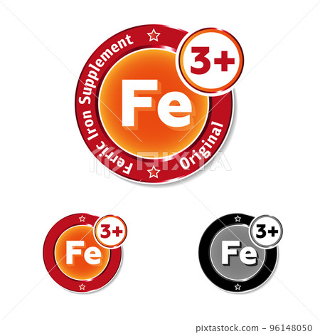 Ferric iron supplement, round badge or label vector illustration Ferric iron supplement, round badge or label vector illustration 96148050