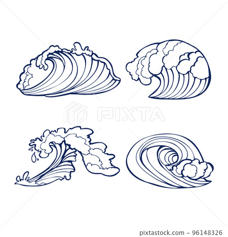 Graphic Hand Drawn Sea Waves Graphic Hand Drawn Sea Waves 96148326