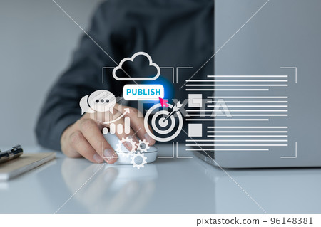 Content for digital publishing should be published. Writing, publishing, and posting blog marketing material to a website requires creating articles and media files 96148381