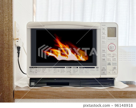 Flame image ignited inside the microwave oven 96148918