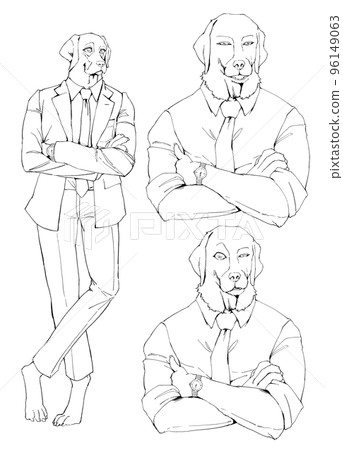 穿西裝的拉布拉多獵犬線描 穿西裝的拉布拉多獵犬線描 96149063