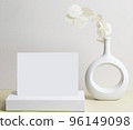 greeting card front view and dry flower in vase ceramic on table 96149098