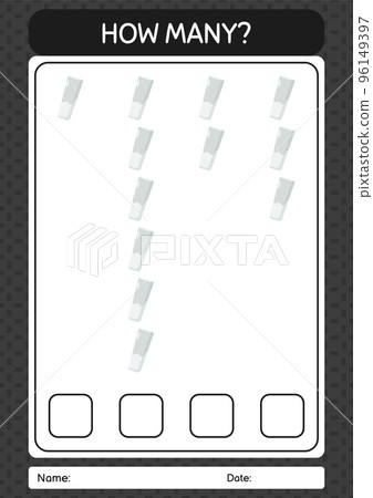 How many counting game with chalk. worksheet for preschool kids, kids activity sheet 96149397