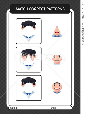 Match pattern game with girl. worksheet for...-插圖素材 [96149627] - PIXTA圖庫