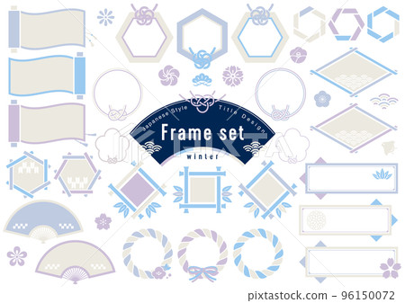 New Year's card Japanese style winter character design set New Year's card Japanese style winter character design set 96150072