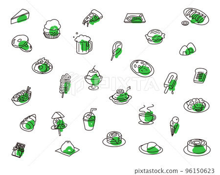 Food icon set outline green Food icon set outline green 96150623