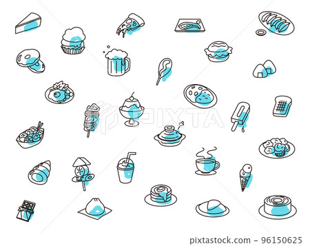 Food icon set outline blue 96150625