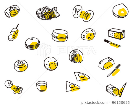 Japanese sweets icon set outline Japanese sweets icon set outline 96150635