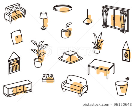 生活用品圖標集口音橙色 生活用品圖標集口音橙色 96150648