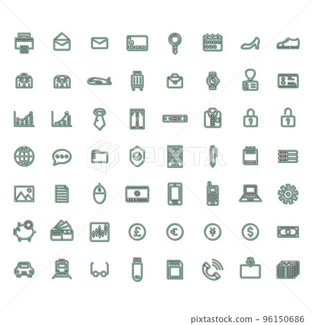 mini business icon set color shadow - Stock Illustration [96150686] - PIXTA