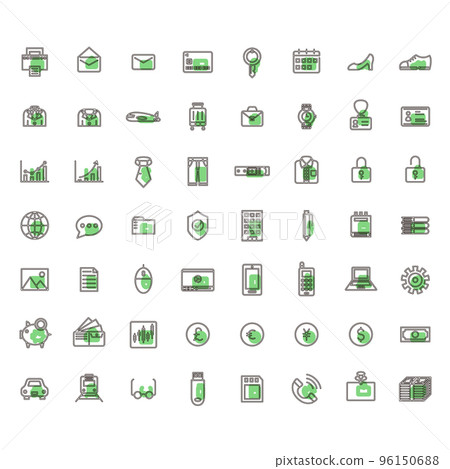 迷你商務圖標集大綱綠色 迷你商務圖標集大綱綠色 96150688
