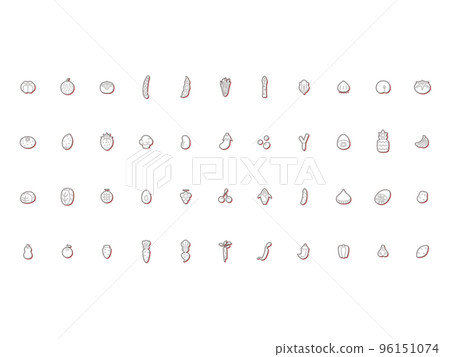 mini vegetable icon set color shadow red 96151074