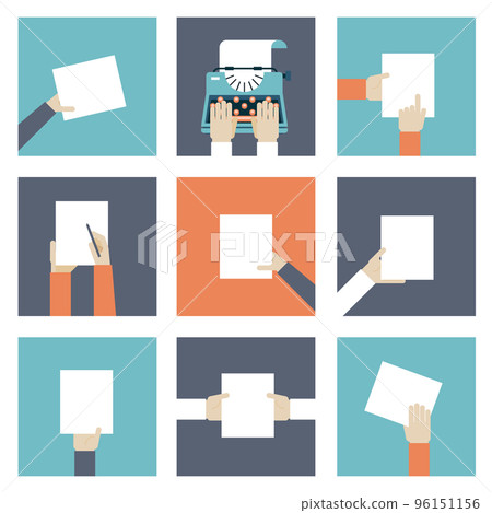 Hands holding piece of paper Hands holding piece of paper 96151156