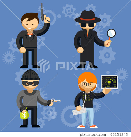 Vector characters involved in criminal activities 96151245