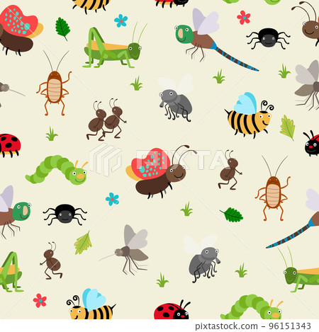 Bugs and Beetles seamless background Bugs and Beetles seamless background 96151343