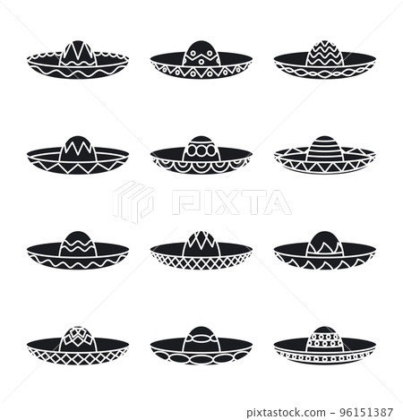 Vector set of mexican sombrero hat 96151387