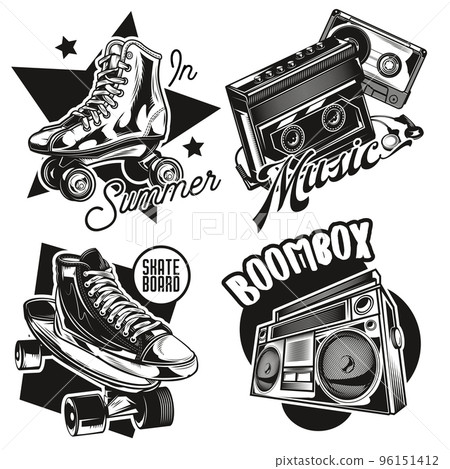 Set of retro emblems, labels, badges, logos. Isolated on white 96151412