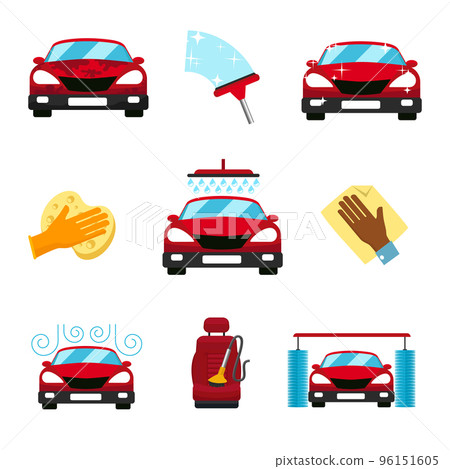 Vector set of car washing flat icons Vector set of car washing flat icons 96151605
