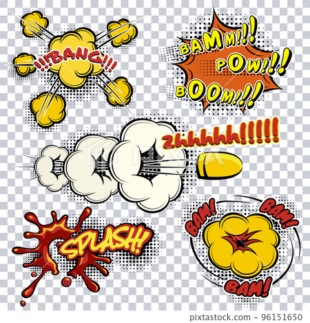 Comic book explosions and words Comic book explosions and words 96151650