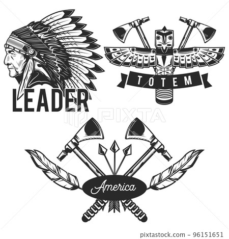 Set of indian emblems, labels, badges, logos. Isolated on white Set of indian emblems, labels, badges, logos. Isolated on white 96151651