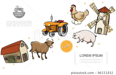 Retro Farm Colorful Template Retro Farm Colorful Template 96151832