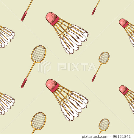 Pattern with shuttlecock and badminton racket 96151841