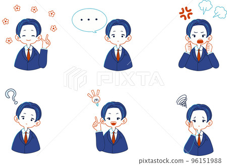 穿西裝的人各種面部表情的插圖集 穿西裝的人各種面部表情的插圖集 96151988