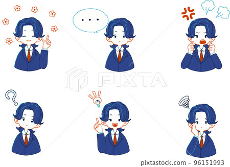 穿西裝的人各種面部表情的插圖集 96151993