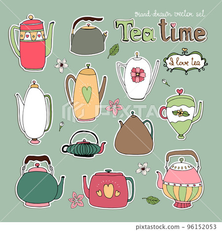 Hand drawn vector teapots and kettles 96152053