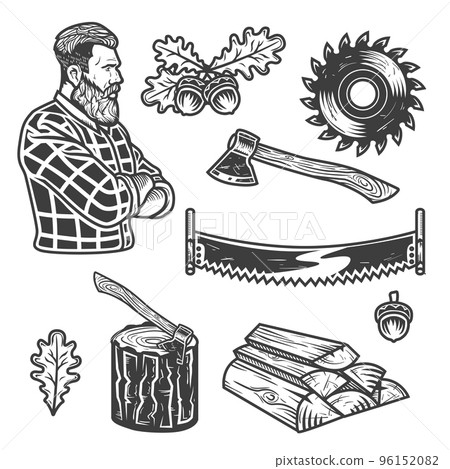 Set of lumberjack elements for creating your... - Stock Illustration ...